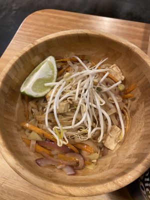 Huge bowl of vegan pad thai  at Thai Market in A Coruna