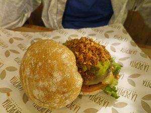 Vegan burger at La Pepita Burger Bar in A Coruna