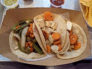 Sweet potato taco and tofu tacos at Chubby's Tacos in Durham