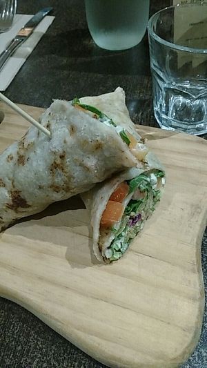 Falafel wrap - vegan, gluten free at Jerf Whole Food Cafe in Lorn