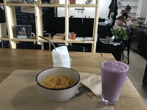 Lentil Soup, Purple Smoothie  at Vegano Hooligano in Ivano-frankivsk