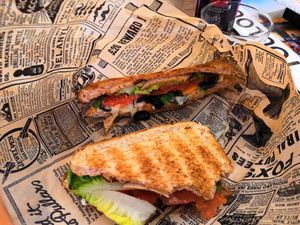 Half-eaten sandwich! at Joe's Corner in Toulouse