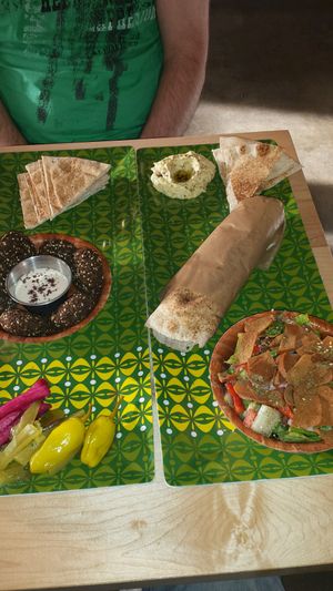 Go black beans sandwich, falafel  (6), mango humus at Chickpeas in Ottawa