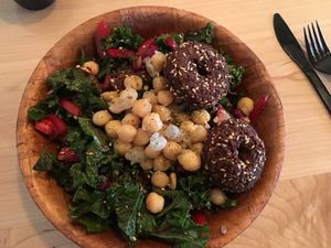Chickpea Salad + 2 Falafels...yummy!! at Chickpeas in Ottawa
