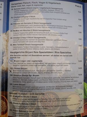 Menu 2 at Himalaya Sherpa in Wiesbaden
