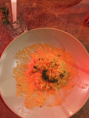 pasta with salmon at Crust  in Liverpool