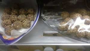 Turfas de cacao. Delicious treats made cacao and ghee. at Cafe Del Professor Pitagoras in Merida