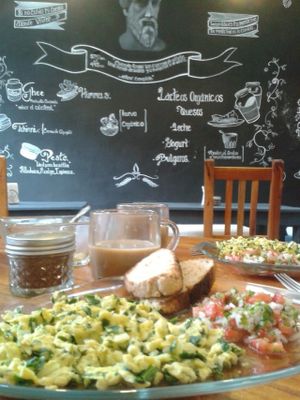 Huevos con Chaya, a regional favorite in Yucatan  at Cafe Del Professor Pitagoras in Merida