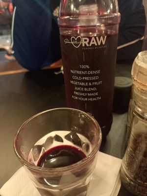 Beetroot juice at Scheckter's Raw in Cape Town