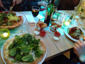 Pizzas nice but covered in raw spinach  at Vegan Express in South West London