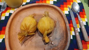 tamales de quinoa at Madre Tierra in San Salvador De Jujuy