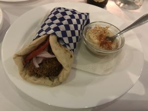 Falafel gyro with hummus  at Del Griego in Guatemala City