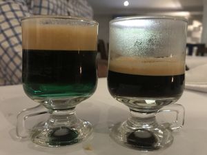 Mint expresso and regular expresso at Del Griego in Guatemala City