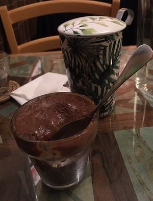 Raw chocolate dessert + infusion  at Café Vert in Lyon