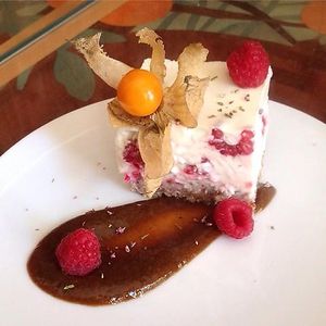 Raspberry cheesecake at Café Vert in Lyon