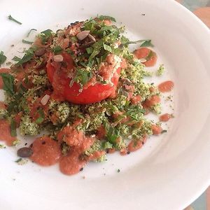 Filled tomato with persil and brocoli at Café Vert in Lyon