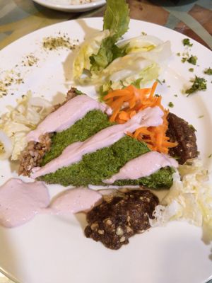 Raw spinach pie at Café Vert in Lyon