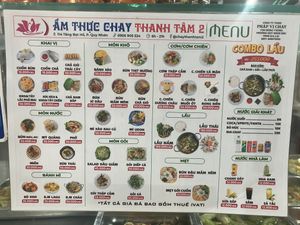The new menu  at Thanh Tam 2 in Qui Nhon
