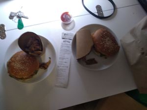 Beyond and lentil burger takeaway at Holy Moly in Rouen