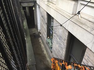 You must walk down "fire-escape-type stairs" to get to this place. at Pure Ktchn in New York City