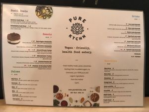Menu front at Pure Ktchn in New York City