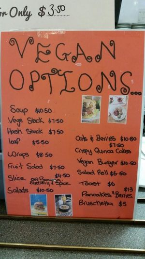 Vegan Menu at Three Bean Cafe in Invercargill