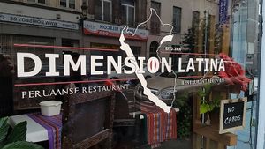 front of restaurant at Dimension Latina in Brussels