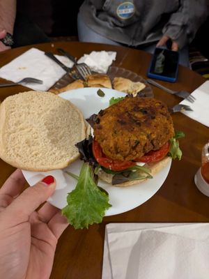 Falafel burger at Label Bar in Madrid