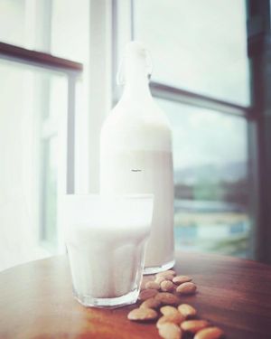 Freshly made almond milk. Such an amazing way to show love to yourself.  at Wholey Wonder in Penang