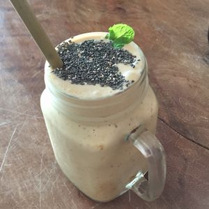 Wake Me Up almond mylk smoothie  at Wholey Wonder in Penang