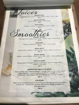 Menu - April 2019 at Wholey Wonder in Penang