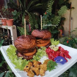 If you love Portobello Mushrooms, you'll live their Naked Burger.  at Wholey Wonder in Penang
