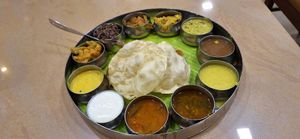 Unlimited thali meal at Brindhavan Vegetarian Restaurant in Kochi