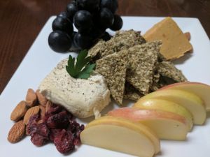 vegan cheese plate starter (dinner menu) at Plant Food Supper Club in Idyllwild