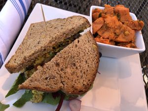 Hummus vegetable sandwich  at Plant Food Supper Club in Idyllwild