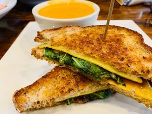 Grilled cheese- the best grilled cheese we’ve ever had  at Plant Food Supper Club in Idyllwild