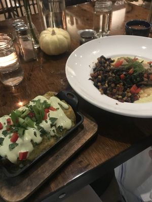 Enchiladas and polenta at Plant Food Supper Club in Idyllwild