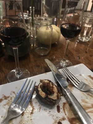 Port and cheese stuffed dates at Plant Food Supper Club in Idyllwild
