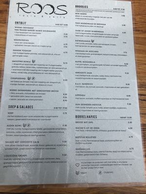 Menu at ROOS Taste and Smile in Leiden