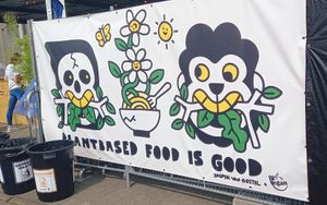 poster "plantbased food is good" ☝🏼 at BE Vegan in Ghent