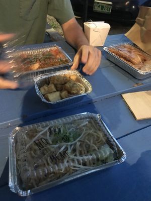 Sub par picture but great food. Fried tofu, crispy combo and vegan pad Thai  at Tiny Thai Restaurant in Winooski