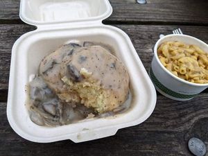 Biscuits and gravy and Mac n' cheese at The Southern V in Nashville
