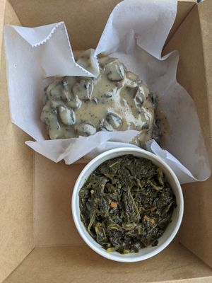 Chicken and gravy with greens at The Southern V in Nashville
