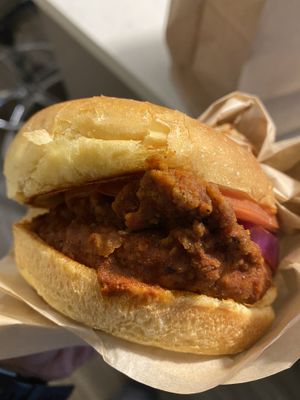 Hot chicken sandwich  at The Southern V in Nashville