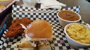 I split the jackfruit sliders with my husband's hot chicken at The Southern V in Nashville