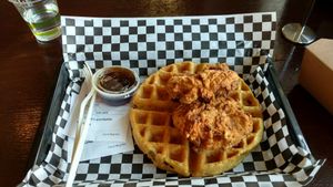 Chik'n and waffles! Yay! at The Southern V in Nashville