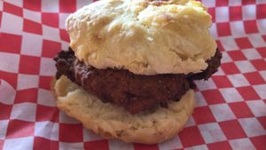 Chicken & Biscuit very spicy and delicious! at The Southern V in Nashville