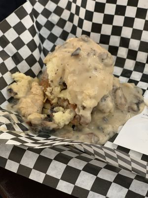 Chicken biscuit with gravy  at The Southern V in Nashville
