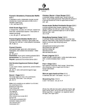 Latest menu Dec 22  at Punnet Eatery in Hamilton