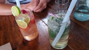 Kombucha with strawberries and elderflower fizz - refreshing at Punnet Eatery in Hamilton